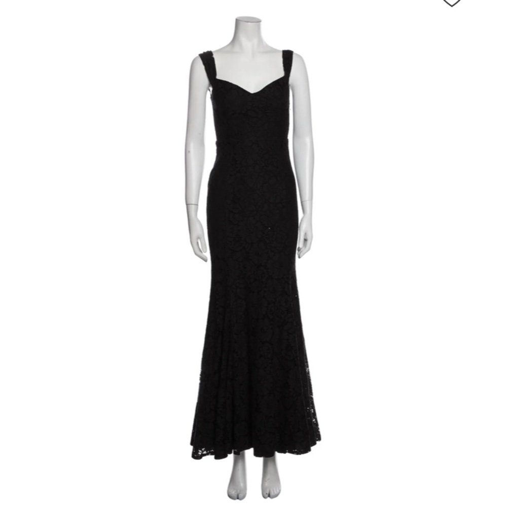 Reformation Black Lace Square Neck Evening Gown made in USA